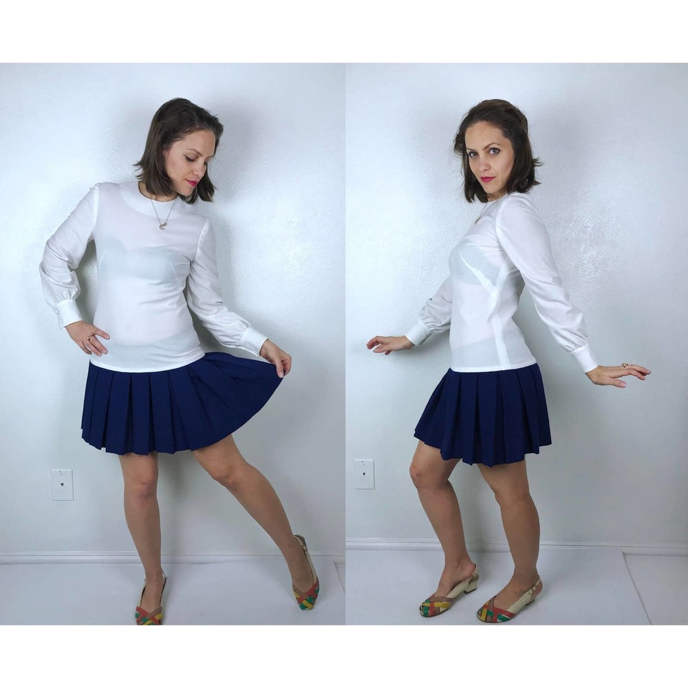 vintage 60s MOD Drop Waist MINI DRESS Medium colorblock pleated space age groovy
